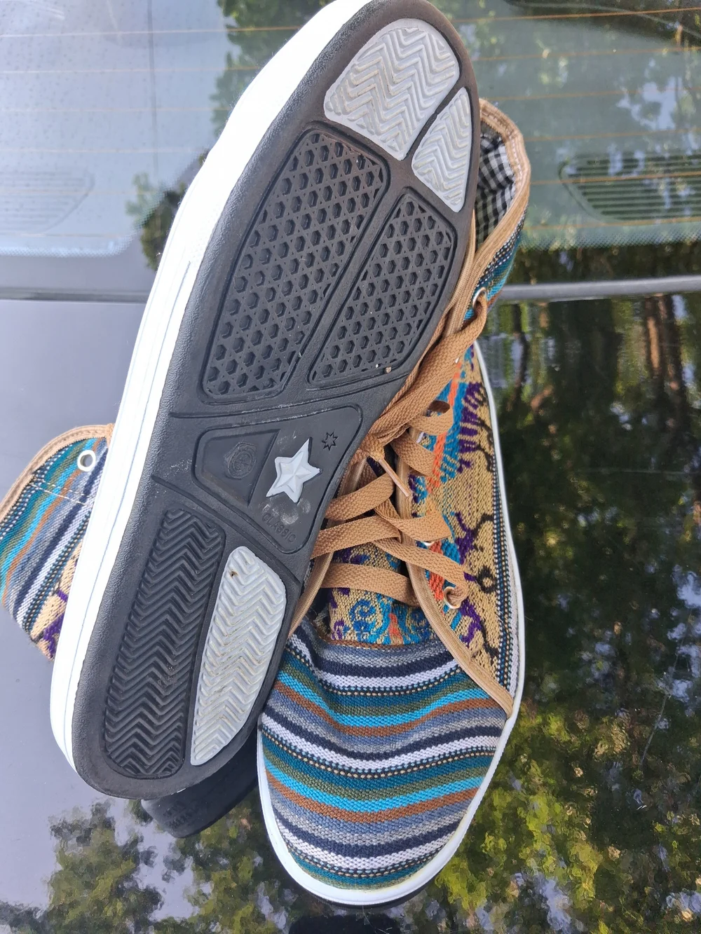 Source Unknown Turquoise Blue Striped High-Top Sneakers
